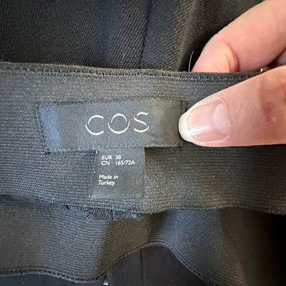 COS Black Stretch Side Zip Flat Front Slim Fit Leggings Trousers Pants 38 - Picture 5 of 10